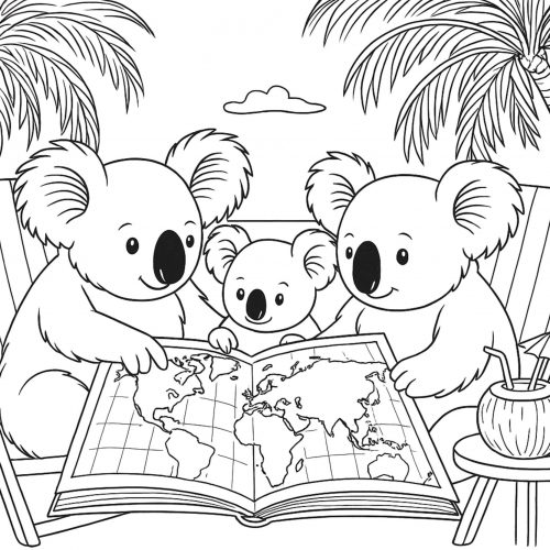Koalafamilie am Strand