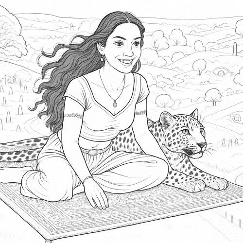 Fliegender Teppich – Orientalische Prinzessin mit Jaguar