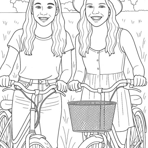 Zwei Frauen mit Fahrrad – Sommerpause vor dem Feld