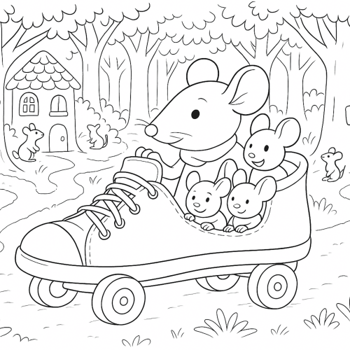Familie Maus unterwegs im Schuhwagen