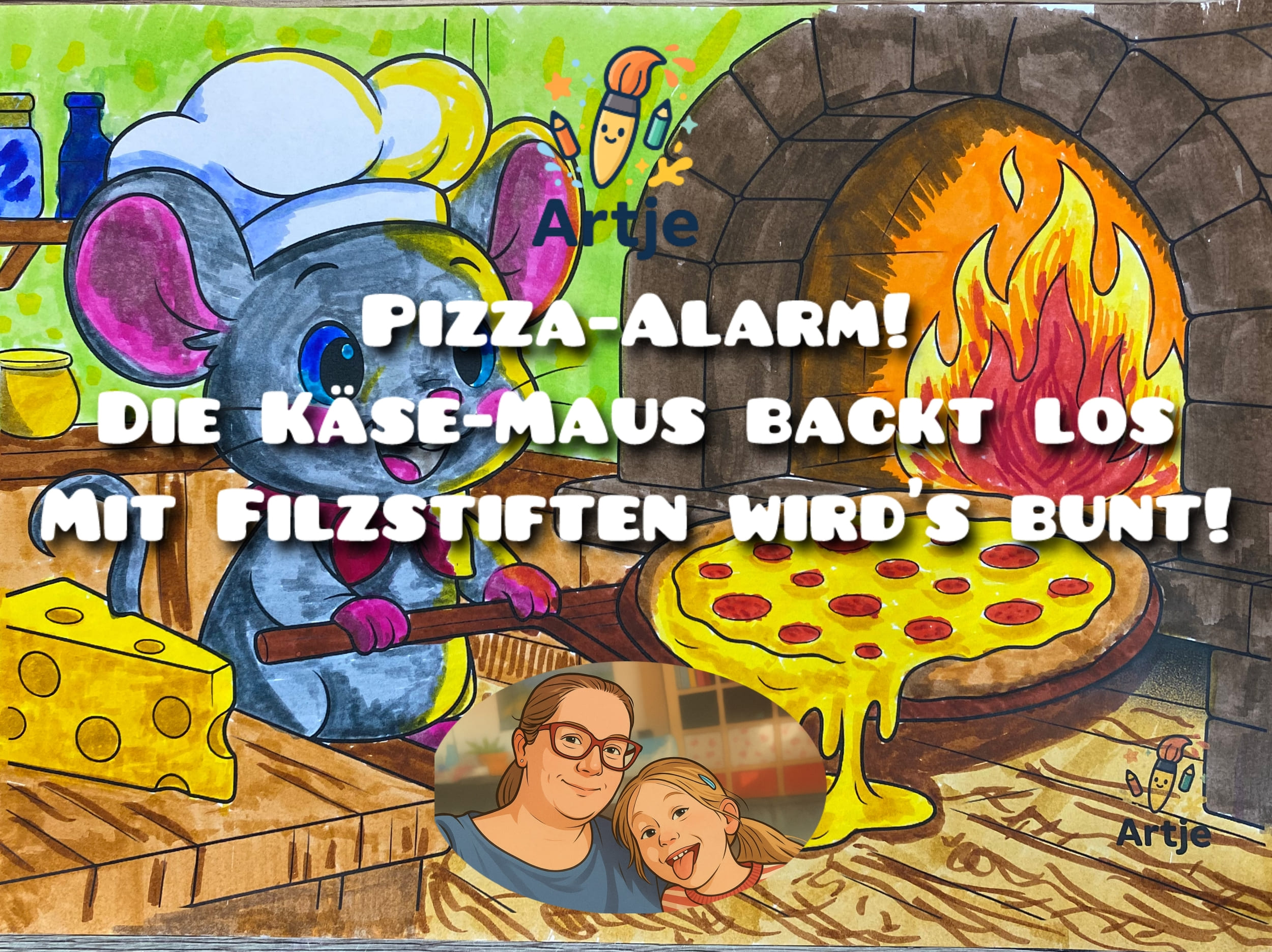 Ausmalvideo Maus backt kaese Pizza
