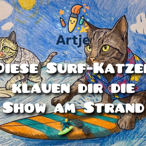 Video: Surfende Katzen mit Buntstiften