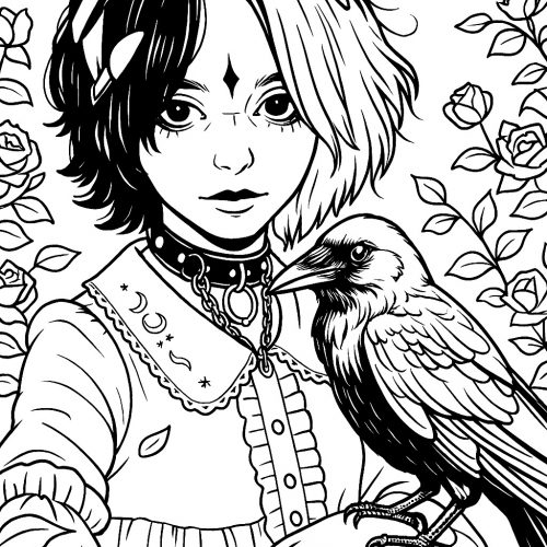 Gothic-Mädchen mit Rabe