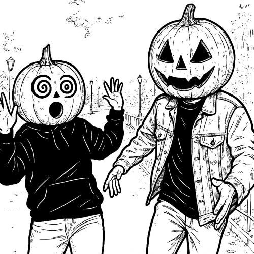 Kürbisköpfe auf Spaziergang