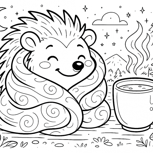 Igel kuschelt sich warm ein