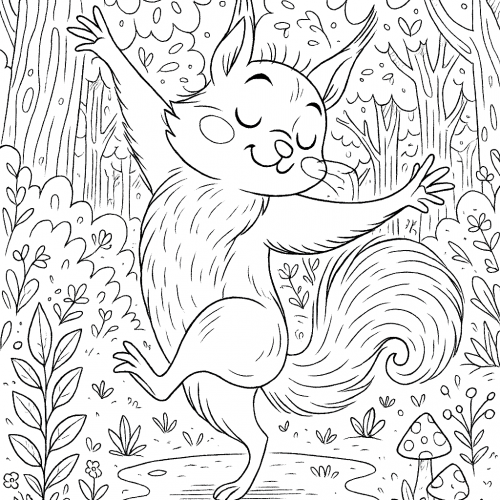 Tanzendes Eichhörnchen im Wald