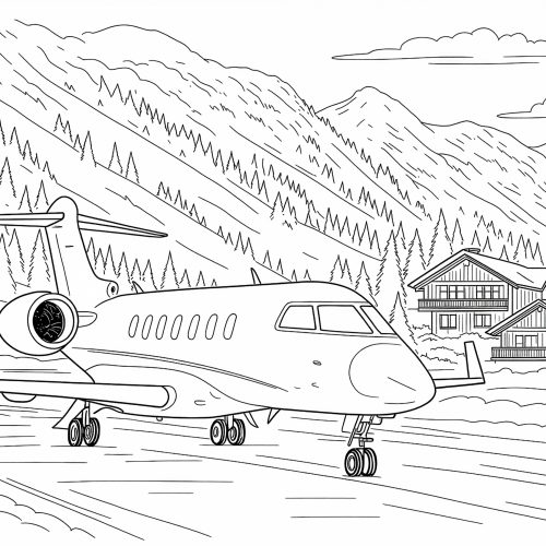 Privatjet im verschneiten Bergdorf