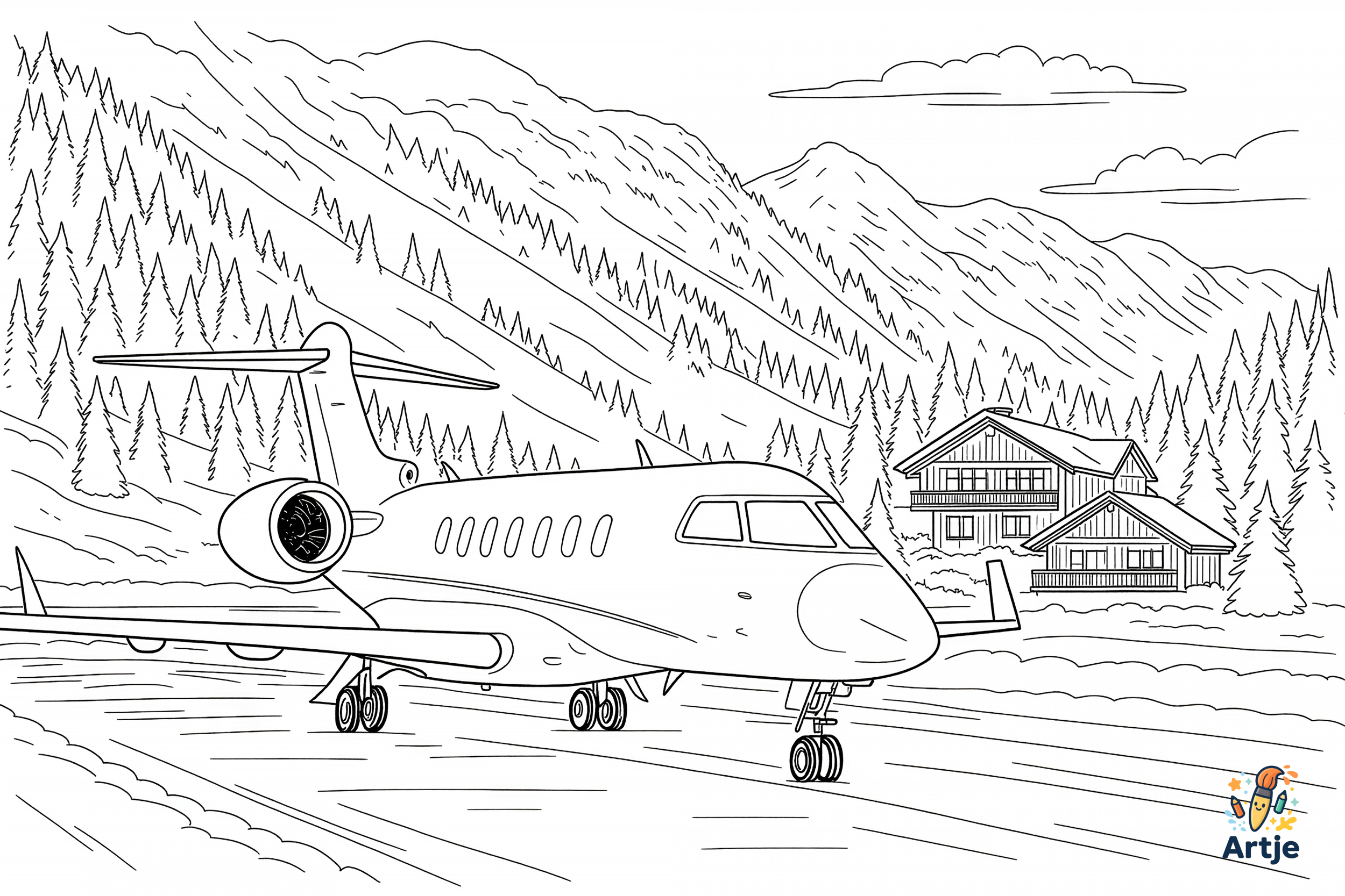 Privatjet im verschneiten Bergdorf