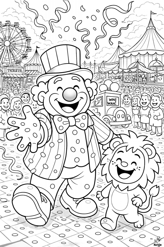 Karnevalsclown wirft Konfetti beim Karneval