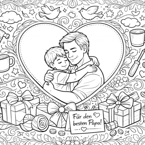 Herzmotiv für den besten Papa als Vatertag Ausmalbild