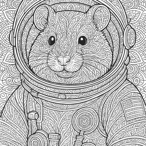 Hamster im Astronautenanzug als Mandala Ausmalbild
